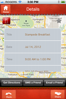 Free Stampede Pancakes iPhone App - Search for Stampede Pancake Breakfasts